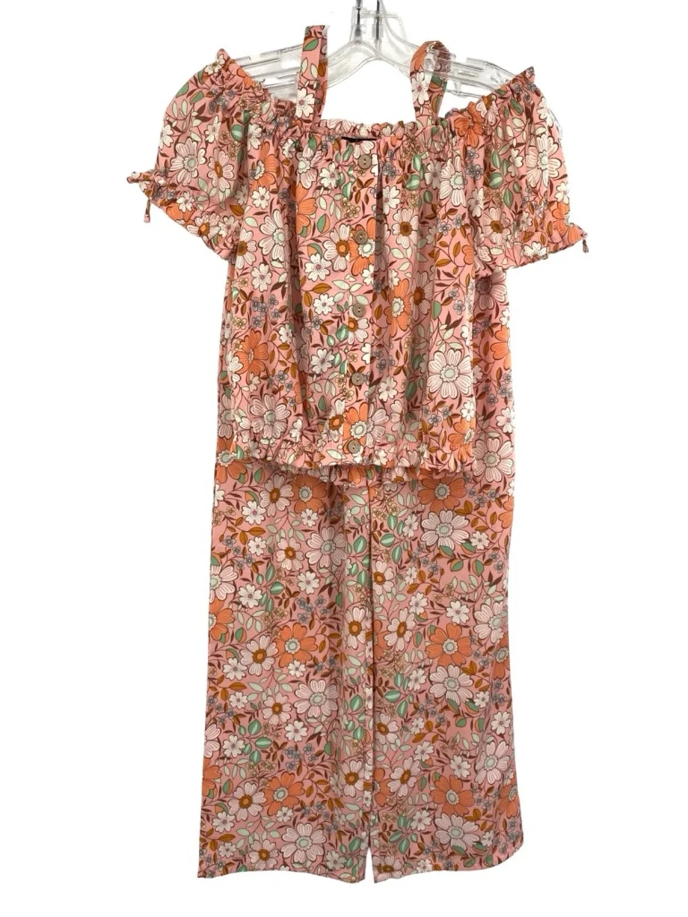 Amy Byer Girl’s Daisy Floral Printed Beach Pants and Top Set